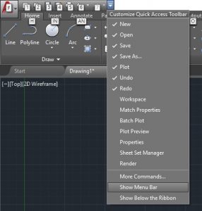 הצגת תפריט Menu Bar